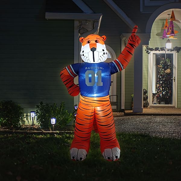 LOGO BRANDS NCAA AUBURN TIGERS 7FT INFLATABLE YARD MASCOT – EASY INFLATION WITH 12V BLOWER, LED LIGHTS FOR INDOOR/OUTDOOR FUN