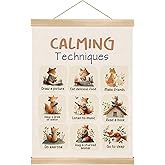 You found a duck Calming Techniques Poster for Kids,Linen Hanging Wall Art, Emotional Regulation Chart for Kindergarten Classroom Decor,Mindfulness Poster for Toddlers & Children 14x18.5In(BG21)