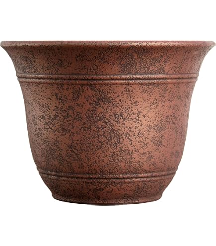 The HC Companies Fioriera Auto-Irrigante Sevilla Rotonda 30,5 Cm – Vaso Per Interni/Esterni, Effetto Pietra, Leggero E Resistente Ai Raggi UV