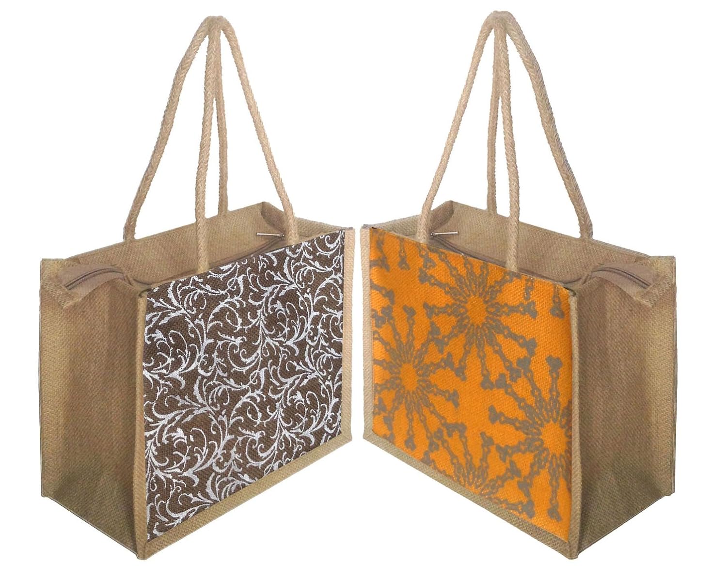 foonty daily use women jute lunch bags(combo of 2,multicolour,5008)