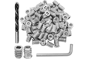 Wadayu Threaded Inserts for Wood, Screw in Nut Fastener Connector, Steel Hex Drive Nut Inserts for Home Office Furniture (Silver, 1/4"-20 x20mm-50pcs)