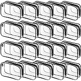 20 Packs Clear Cosmetics Bags for Women Men Waterproof Toiletry Bags PVC Makeup Bags Organizer Case with Zipper for Travel Bathroom (Black)