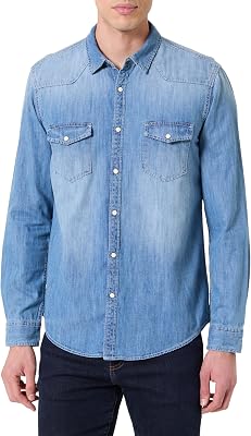 M Regular Shirt Camisa, Azul (Denim-zy7), S para Hombre