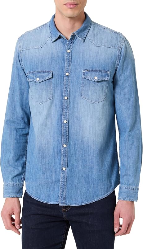 Camisa M Regular, Azul (Denim-zy7), S para homens
