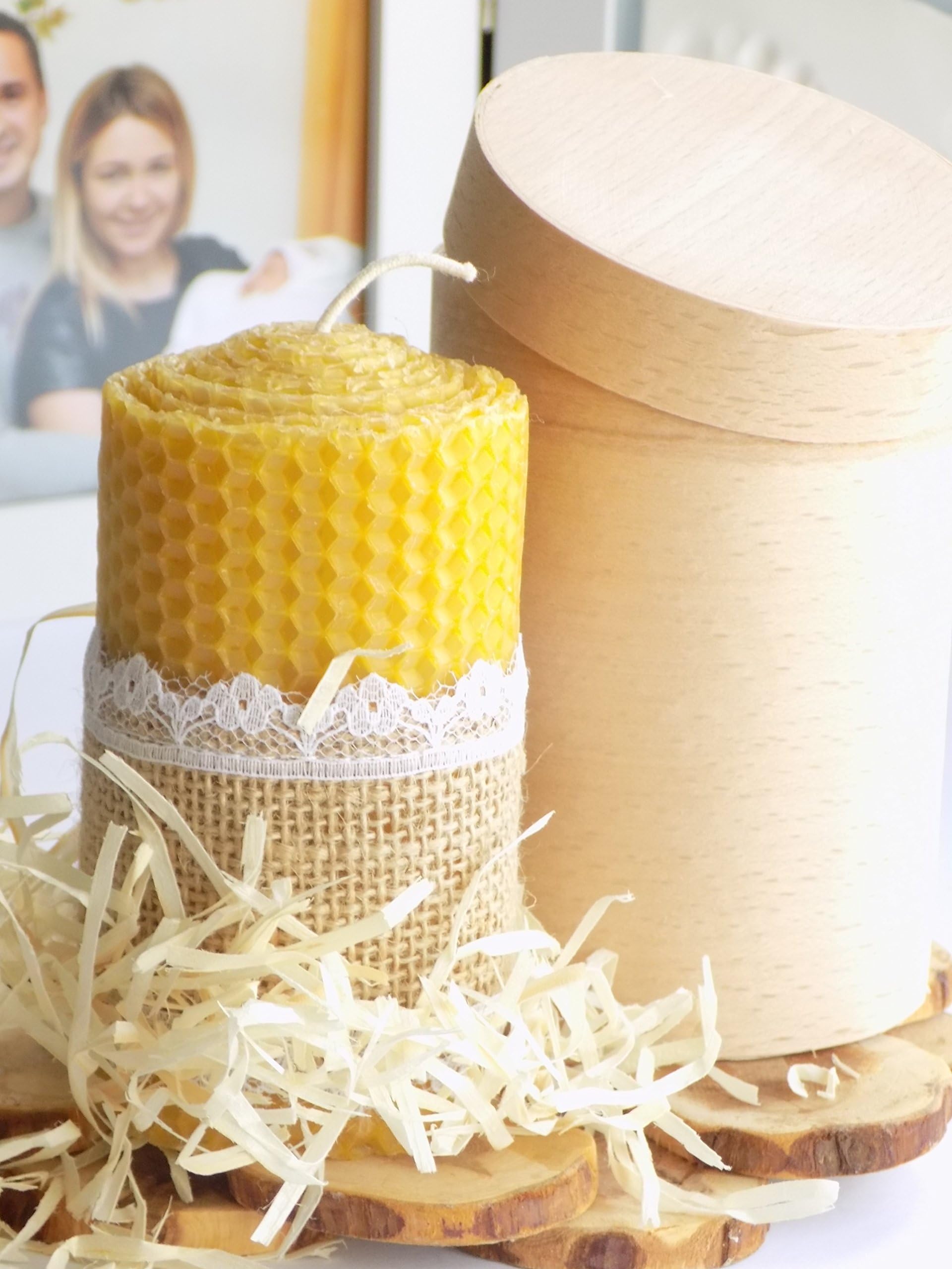 Natural Beeswax Candles in a Gift Box - 100% Pure Beeswax - Handmade Honey Candles - Supreme Quality Candle Gift Set by UkrArt