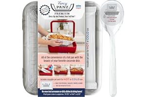 Fancy Panz Premium, Serving Tray for Food, Made in the USA Foil Pan Carrier, Stackable Aluminum Pan Holders, Travel Casserole Carrier, Marble