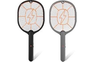 GENERIC Electric Fly Swatter 2 Pack (Black & Gray), High-Voltage Bug Zapper Racket for Mosquitoes & Flies, Safe Protective Mesh, Indoor/Outdoor AA Batteries Required, Not Included