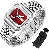VTAIGE Mens Watch, Luxury Rectangular Watches for Men, Waterproof Analog Quartz Watch with Stainless Steel Band, Luminous Hands, Date & Day Display – Great Gift for Men