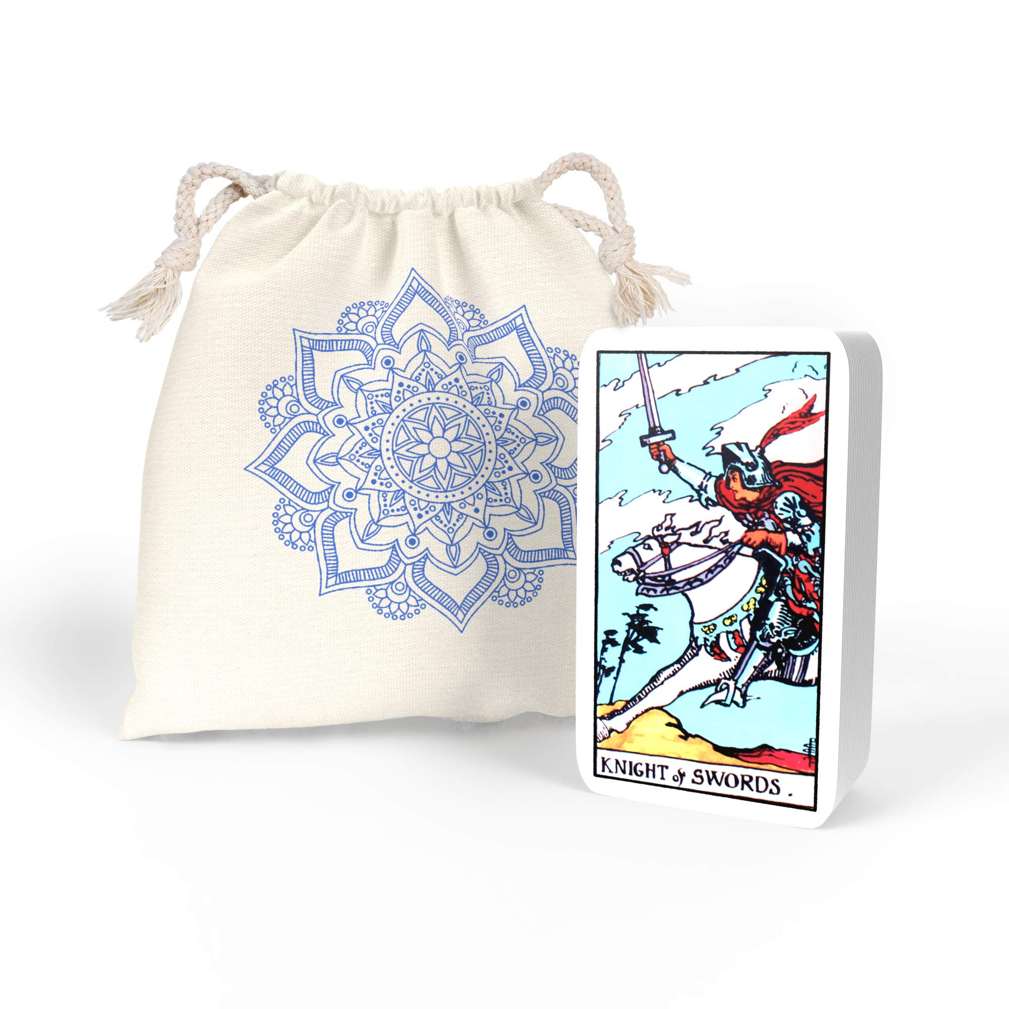 Sagesight Classic Tarot Cards Deck with Guidebook & Premium Linen Carry Bag - Original Pamela Colman Smith Artwork - Tarot Cards for Beginners and Experts (Light)