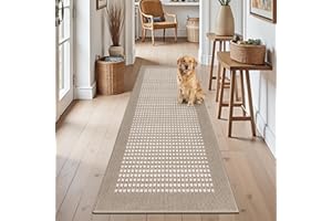 Ileading Laundry Room Runner Rug 2'x6' Non Slip Farmhouse Kitchen Floor Mats with Rubber Backing Machine Washable Beige Indoo