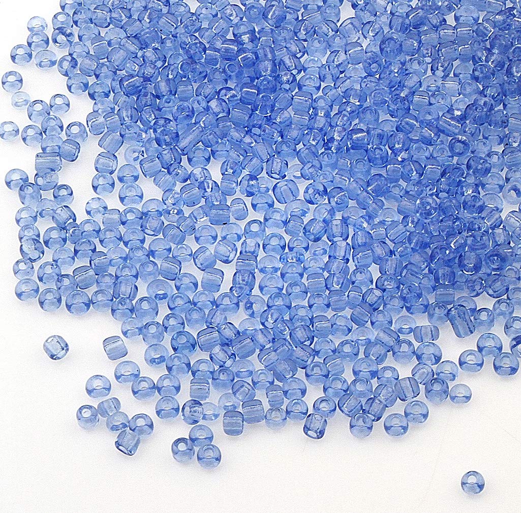 Pack of 3300 Glass Seed Beads 3 mm Transparent, 14 Colours, 8/0, Pony Beads, Clear Mini Round Beads, Seed Beads (Blue)