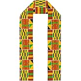 Hmxpls Kente Cloth Scarf, Unisex Kente African Print Stole Sash for Black History Month