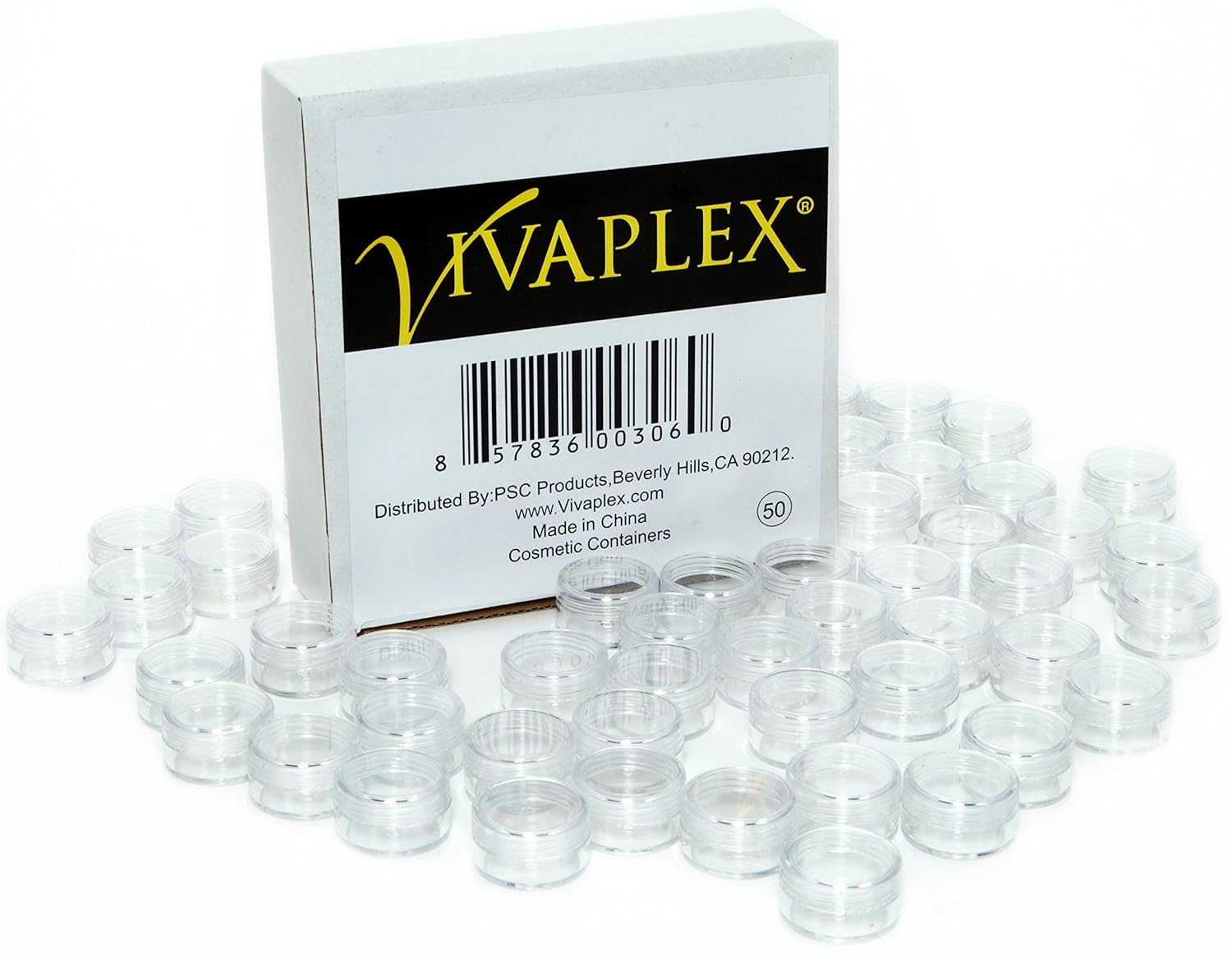 Vivaplex, 50, Clear, Empty, 5 Gram Plastic Pot Jars, Cosmetic Containers. : Beauty