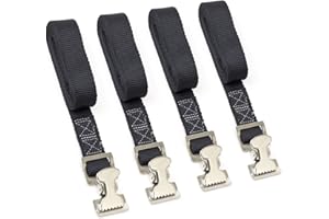 PowerTye 1in x 4ft Utility Lashing Strap - Made in USA - 150 lb. Working Load Limit / 450 lb. Breaking Strength - Black (4-Pack)