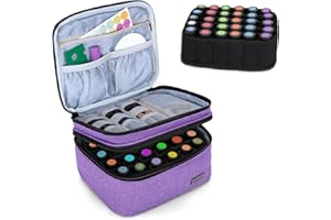 LUXJA Essential Oil Carrying Case - Holds 30 Bottles (5ml-30ml, Also Fits for Roller Bottles), Double-Layer Organizer for Essential Oil and Accessories, Purple (Bag Only)