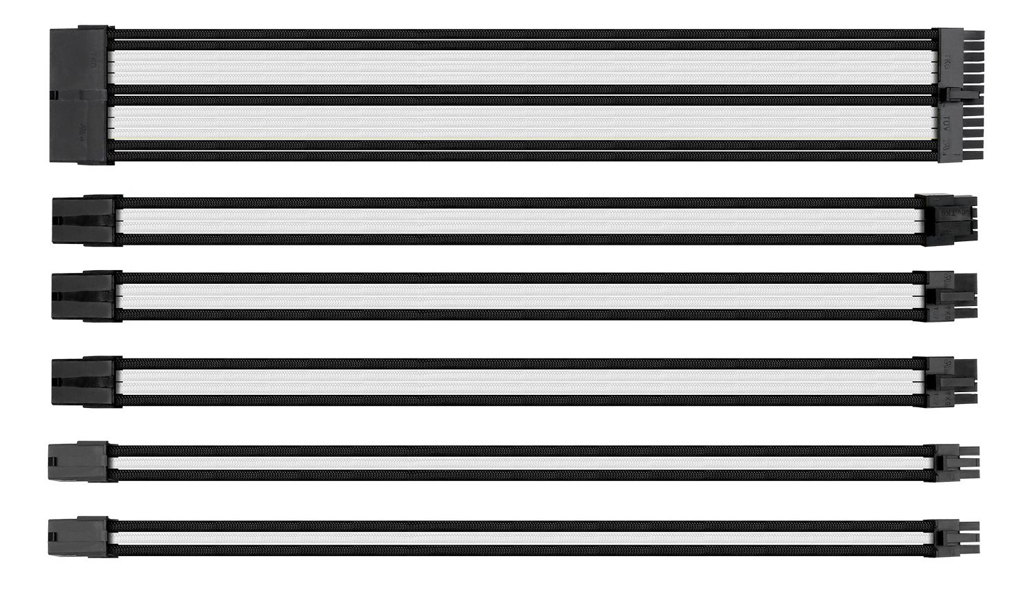 Thermaltake TtMod Sleeve Extension Power Supply Cable Kit ATX/EPS/8-pin PCI-E/6-pin PCI-E with Combs, White/Black AC-048-CN1NAN-A1