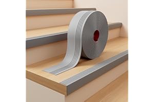 INMOZATA Stair Edge Trim, 3.3FT Vinyl Anti-Slip Stair Nosing, Waterproof & Self-Adhesive Stair Edge Protector for Indoor & Outdoor Safety (Grey)