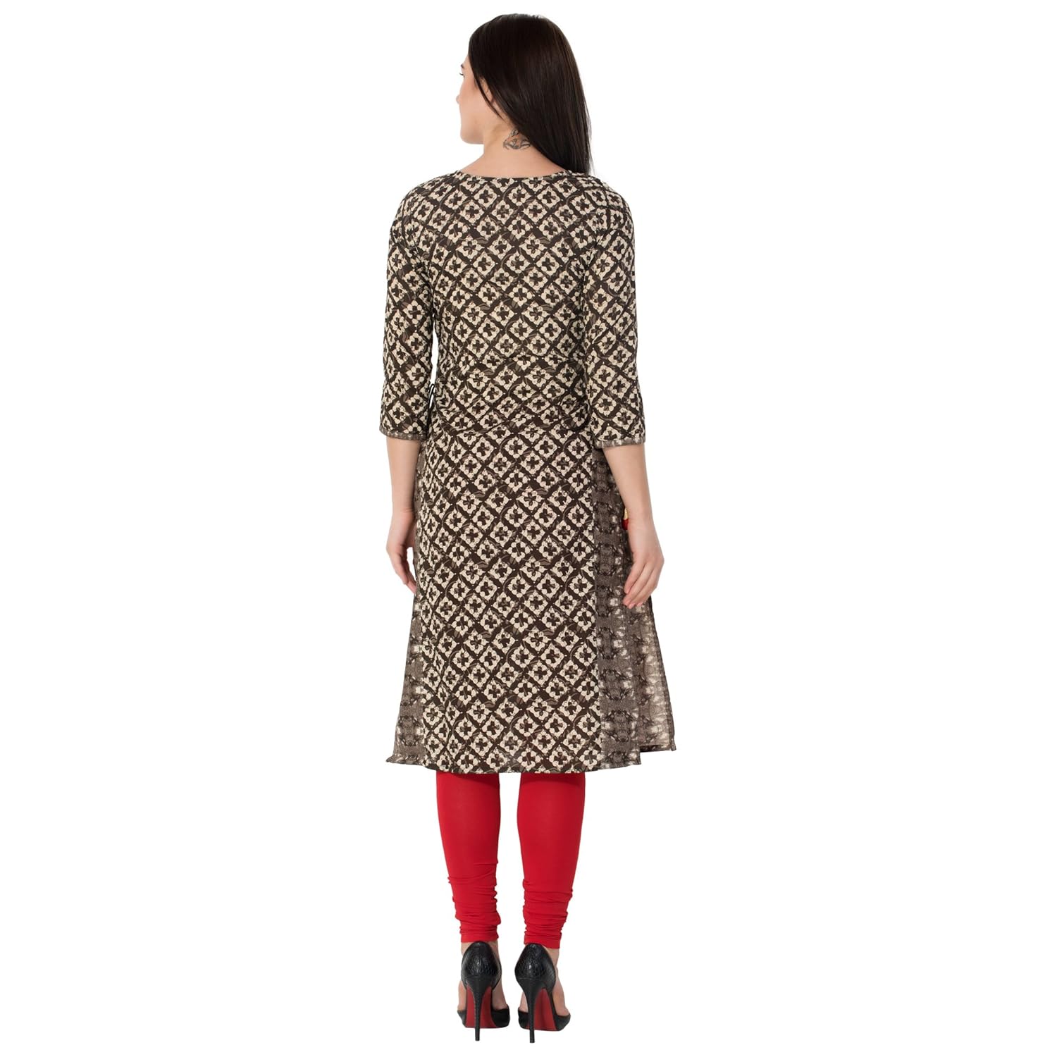 gulmohar jaipur women's cotton straight kurti (brown)