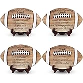 Yousoontic 4 Pcs Wood Football Coach Gifts Appreciation Thank You Wood Plaque Sign with Stand Football Accessories Decor Christmas for Coaches Gifts Birthday Party Favors