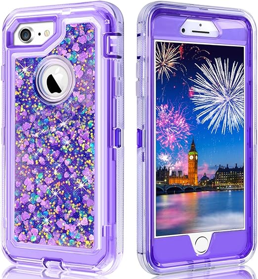 Amazon Com Wollony For Iphone Se2 Case Iphone 6 Case Iphone 7 Case Full Body Shockproof Liquid Glitter Quicksand Bling Heavy Duty Hard Bumper Non Slip Soft Transparent Protective For Iphone Se2 8 7 6 Purple