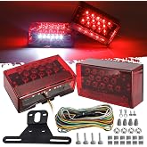 Partsam 6" Rectangular LED Combination Tail Lights Kit Red, 12V LED Submersible Sealed Rectangular Boat Trailer Stop Turn Tail License Plate Brake Running Light Kit w/25ft Wiring Harness 4Pin+Bracket