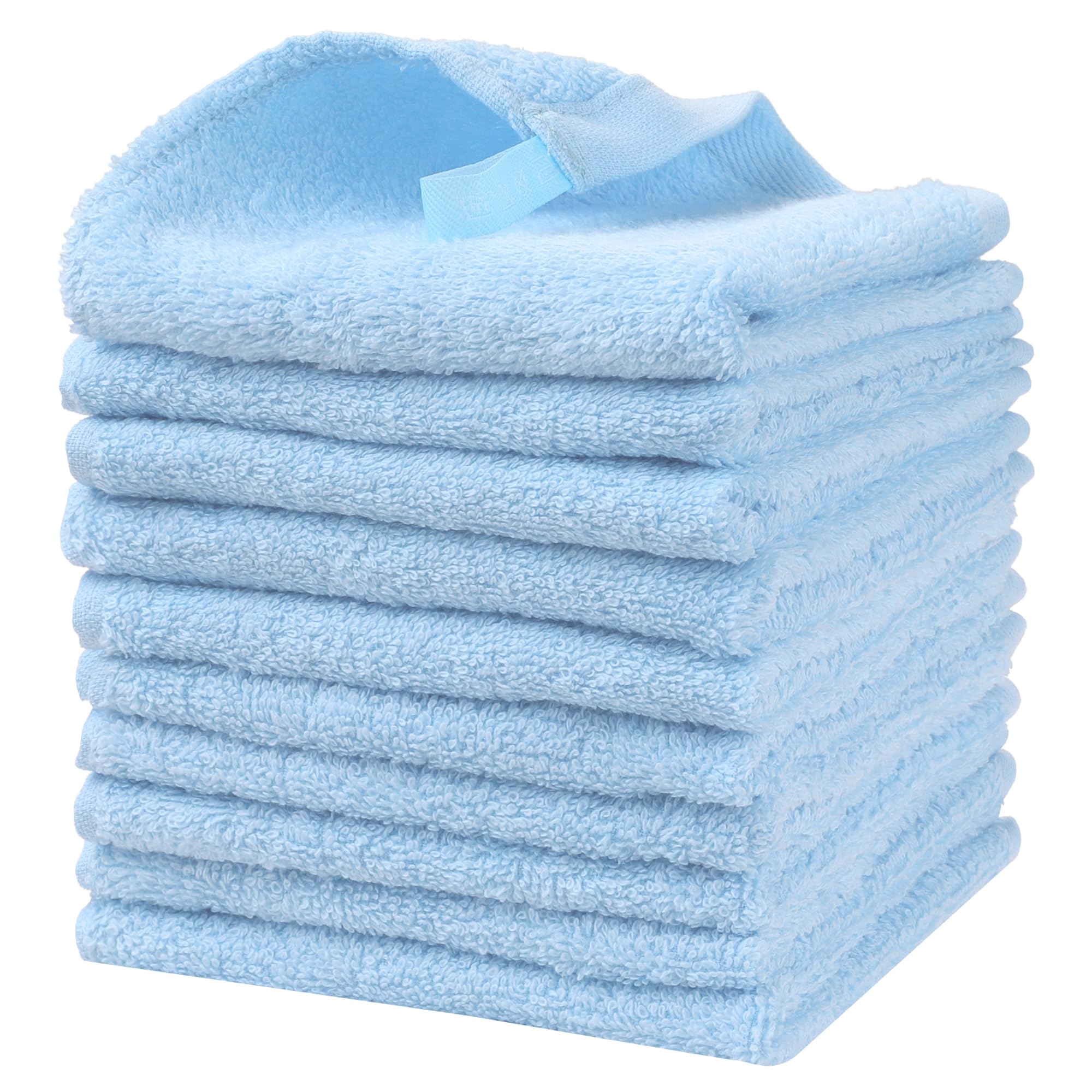 Uxcell Cotton Cleaning Cloth, Cute Pattern Cleaning Rags Kitchen Towels for Dish Drying Washing, Blue Lint Free Rags for Cleaning Pack of 10 25cm x 25cm