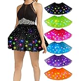 Coume 6 Pcs LED Tulle Tutu Skirt Light up Tutus for Women Lighted Ballet Dance Skirt Cosplay Costumes Glow in The Dark(Simple Colors)