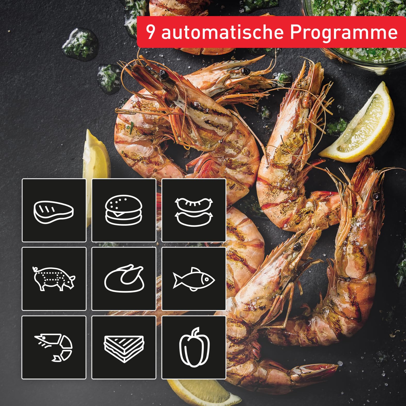 Tefal OptiGrill 4in1 Kontaktgrill mit Backschale, Aufklappbar, Tischgrill, 9 automatische Programme, Garstufenanzeige, spülmaschinengeeignete Teile, Elektrogrill, Backofen, GC776D10 4