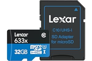 Lexar High-Performance 633x 32GB MicroSDHC UHS-I Card with SD Adapter (LSDMI32GBBNL633A)