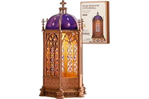 Rolife 3D Wooden Puzzle - Starry Sky Dome Cathedral Architecture Model with LED Lights, DIY Craft Building Kit for Adults, Un
