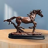 voiyio Realistic Design Wood-Look Horse Figurine Vintage Resin Statue Sculptures Indoor Table Shelf Accents Home Decor Office (Wooden)
