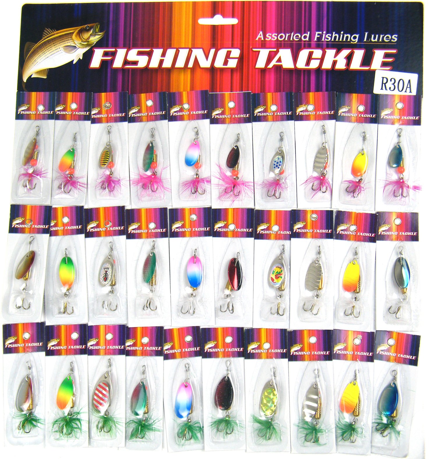 QualyQualy Fishing Spinner Assortment Fishing Lure Spinnerbait Bass Salmon Walleye Trout Spinners Lure Hard Metal Spinner Bait 1/8oz-3/8oz 30Pcs