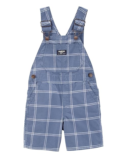 Oshkosh Boy World's Best Overalls, Blue Plaid, 3M