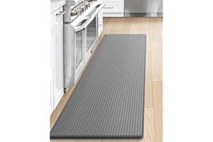 DEXI Kitchen Rug Anti Fatigue,Non Skid Cushioned Comfort Standing Kitchen Mat Waterproof and Oil Proof Floor Runner Mat, Easy to Clean, 17"x59", Grey