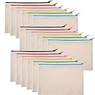 18 Pieces Canvas Makeup Bag Multipurpose Cosmetic Bag Travel Toiletry Pouch Pen Coin Bag Blank DIY Bag with Zipper for Women Girls (M)