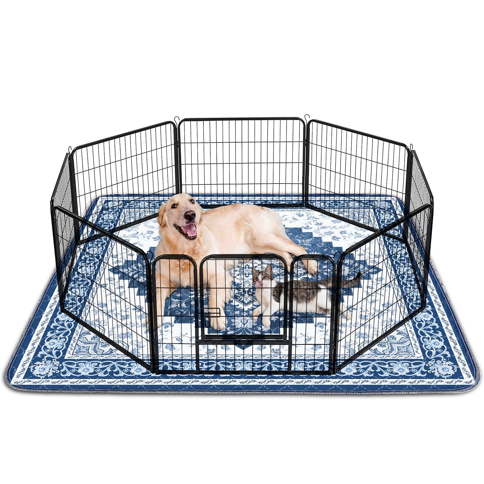 INVENHO 2PACK Washable Pee Pads for Dogs 60"x48" Reusable Dog Pads Extra Large Upgrade Non-Slip Dog Pee Pads Heavy Absorbency Puppy Pee Pads Quick Dry Whelping Pads/Waterproof Puppy Training Pad Image