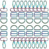 YEWIN Rainbow Swivel Hook Claw Clasp - 25mm Slide Strap Buckle D Ring Adjuster Buckle for Dog Collar Backpack Purse Hardware