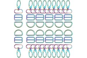 YEWIN Rainbow Swivel Hook Claw Clasp - 25mm Slide Strap Buckle D Ring Adjuster Buckle for Dog Collar Backpack Purse Hardware