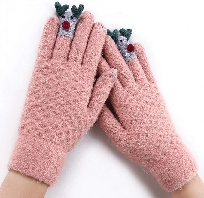 N / A Guantes Señoras Moda Invierno cálido Lindo Dedo Tejido Pantalla