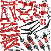 BRCatWPark RC Upgrades Part for 1/16 H16BM H16DR H16 MJX 16207 16208 16209 16210 H6V3 M163,Shock Absorbers,Arms,Drive Shaft Axles,Steering,Shock Tower,Links,Steering Block,Caster Block,Red