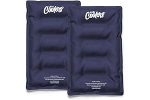 Cool Coolers by Fit & Fresh 2 Pack XL Soft Ice Packs for Cooler, Flexible Stretch Nylon, Lunch Box Ice Packs, Large Reusable Freezer Packs, Navy Blue
