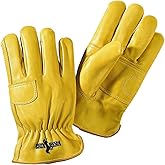 Galeton 2502-L Rough Rider Double Palm Premium Leather Gloves, Elastic Back, Large, Gold (Pack of 12)