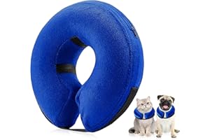 ABVSAB Protective Inflatable Collar for Dog and Cat, Dog Cone Collar Alternative After Surgery,Pet Recovery Collar for Small Medium Large Dogs Cats,Soft Blow up Donut Dog Cones(Blue, Large)