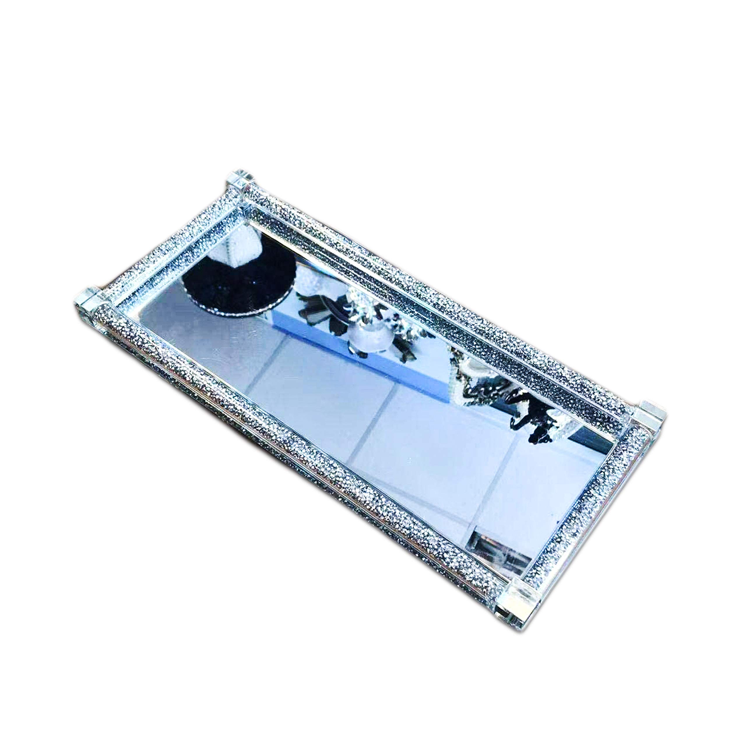 TOV Diamond Crushed Tray Trimmings Crystal Filled Diamond Kitchen Silver