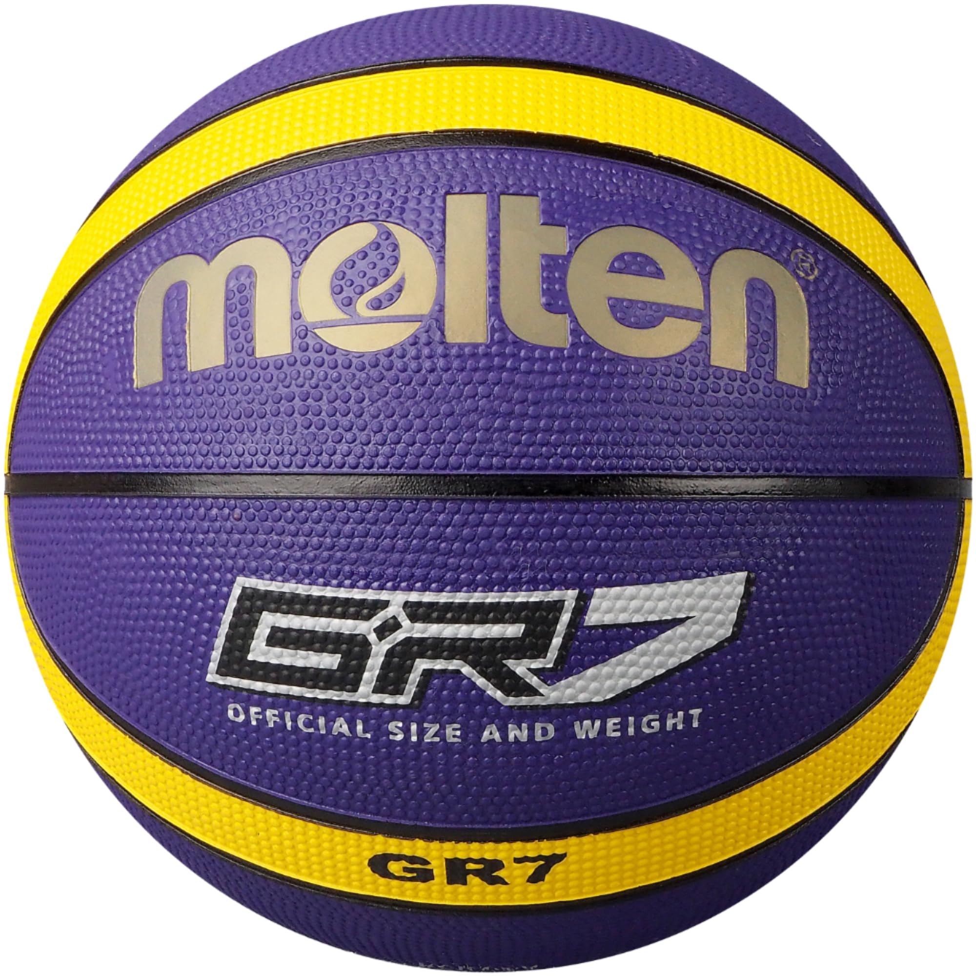 Molten GR Premium Rubber Basketball | Indoor/Outdoor Play | Durable Pro Pebble Grip Texture | Reaction Training | Size 7 | For Boys age 14 plus & Adults | Purple & Yellow