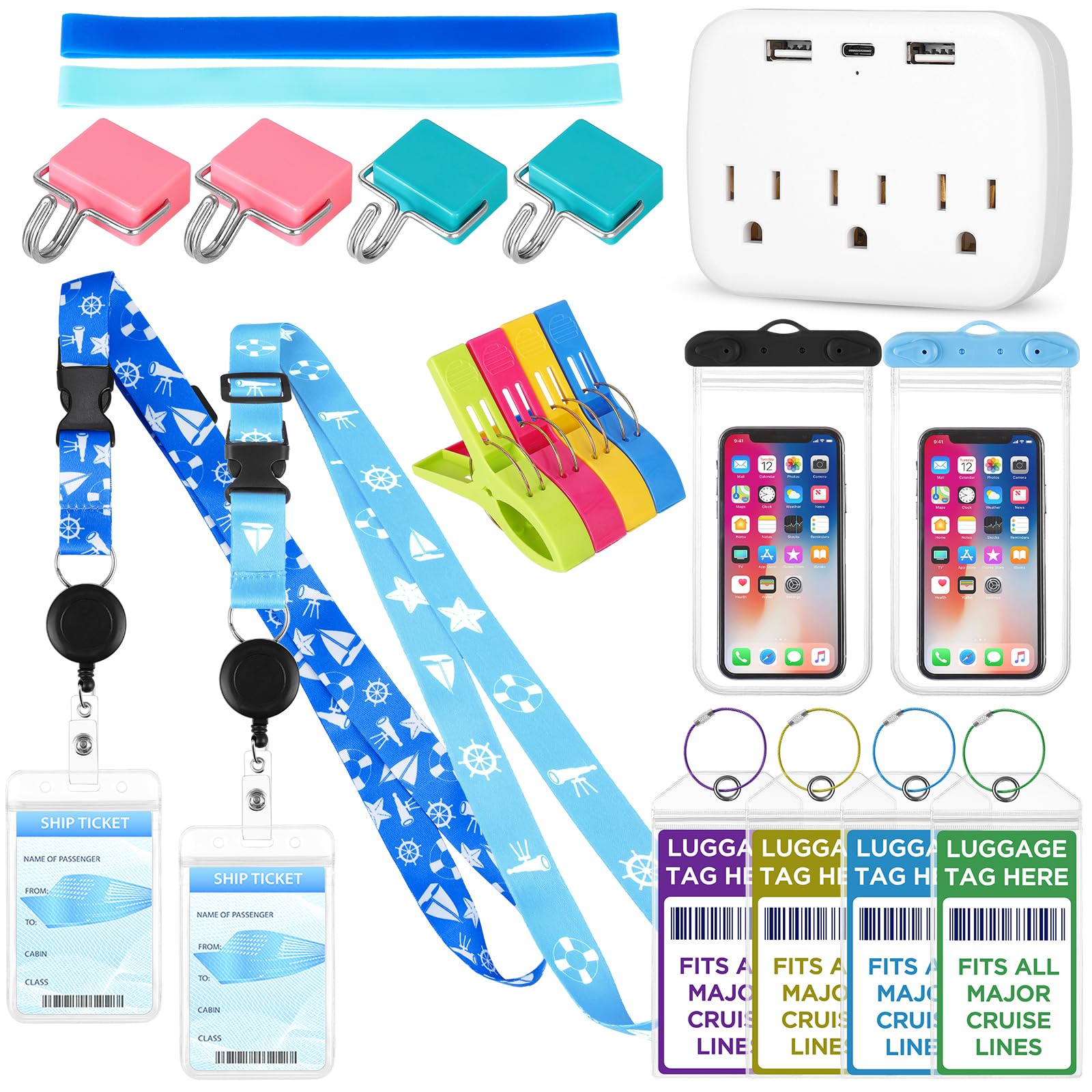 Photo 1 of ITEM IS MISSING PARTS, UNSURE WHAT PARTS ARE MISSING -------------------------------Cruise Ship Essentials, Cruise Must Haves Kits Including Non-Surge Power Strip, Lanyards for Cruise Ship Cards, Luggage Tags, Magnetic Hooks, Towel Bands and Clips for All