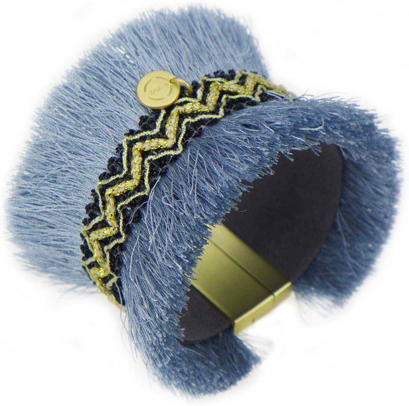 TheStyleAssistant Retro Bohemian Cuff Bracelet | Grey & Gold | Fashion Fringe Firlefanz