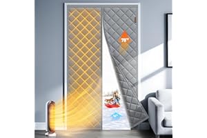 MAGZO Magnetic Thermal Insulated Door Curtain Fits Door Size 36" x 82", Oxford Cloth Strong Magnets Entrance Insulation, Thicken Cotton Winter Entrance Cover for Patio Door, Gray