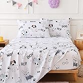 CIMVI Twin Sheets Set for Kids Cute Dogs Bed Sheets Boys 3 Pieces Soft Microfiber Bed Sets with Deep Pocket Cartoon Puppy Printed for Children (Dog, Twin)