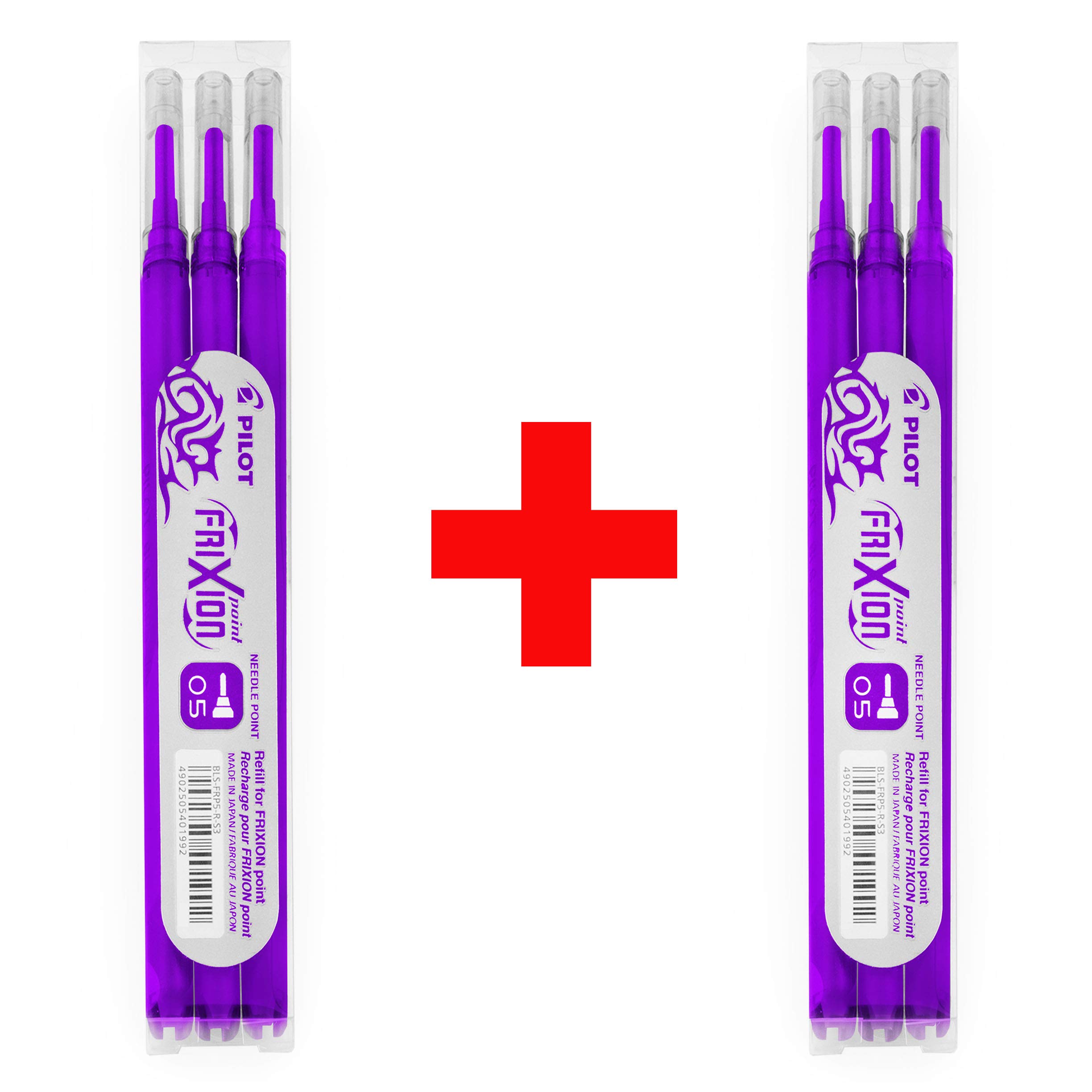 Pilot FRIXION Point Refills - 0.5mm Needle Point Nib - 2 Packs - 6 Refills - Violet Ink